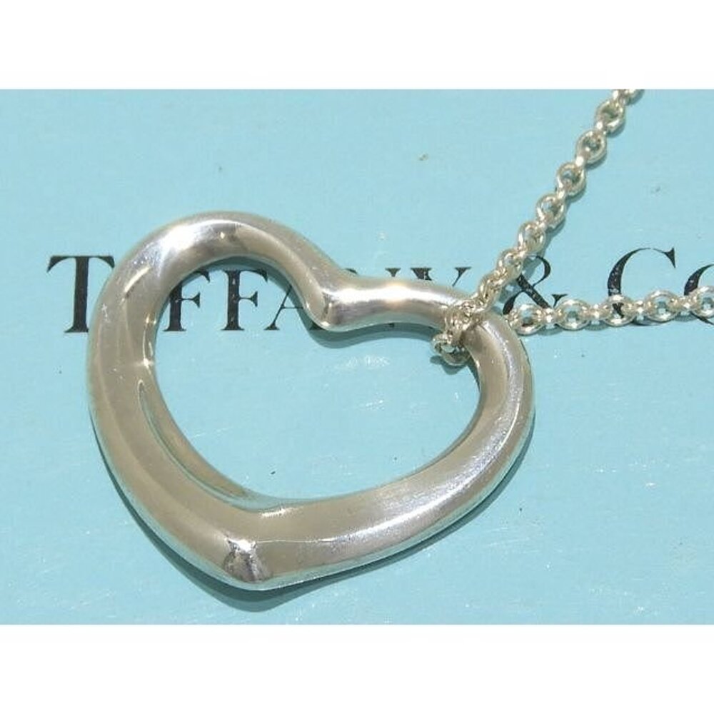 TIFFANY Co Open Heart Necklace Sterling Silver Heart Top Pendant - Picture 2 of 5